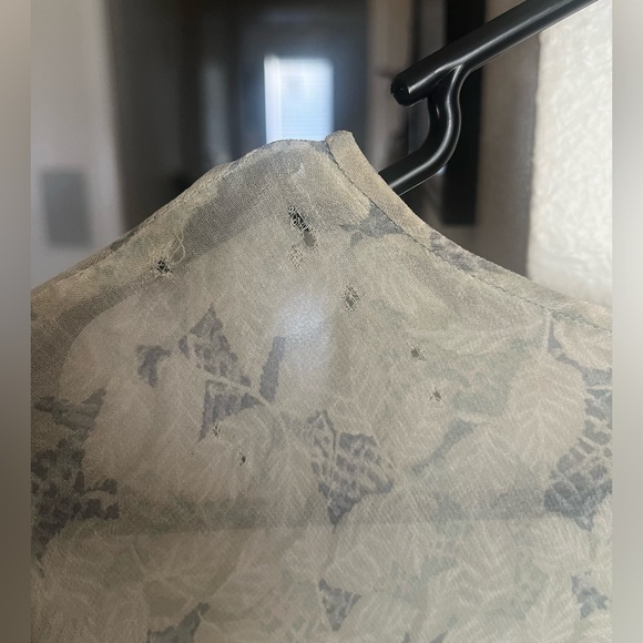 Vintage Sheer Maxi Dress Cottage Floral Green Small Sundress Short Sleeve - Picture 12 of 12